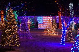 American Flag lit up for Rhema Christmas Lights Extravaganza