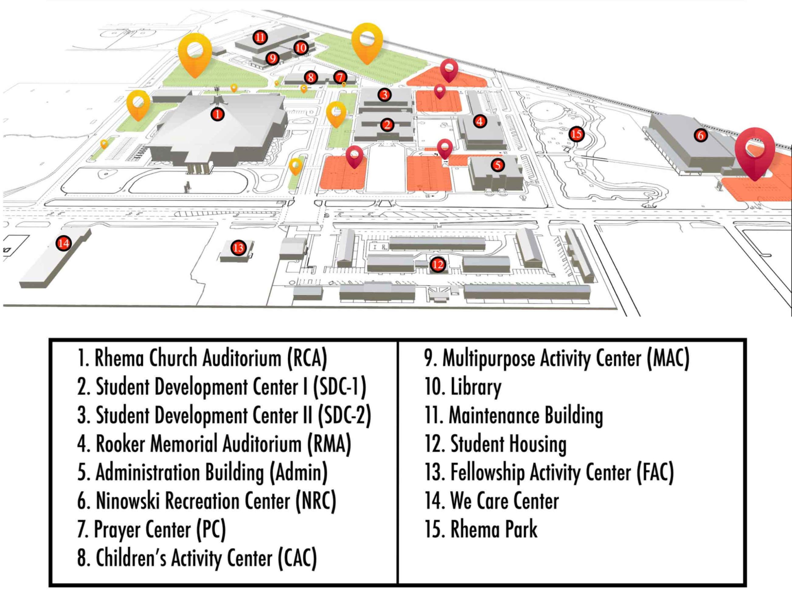 Map to help people to park for the Rhema Christmas Lights